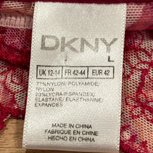 DKNY pink burgundy floral flowy mesh rose embroidered camisole L (12-14) - Picture 8 of 8